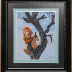 CSI A 2010 Cross stitched Lion on a Tree