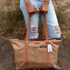 Tsamaya Canvas Leather Weekend Bag