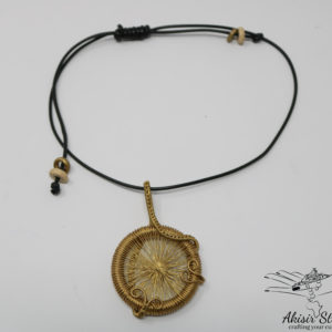 Brass wire web woven circular pendant