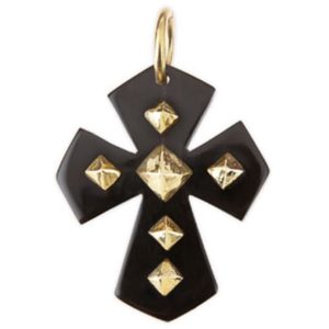 Horn and Brass Cross Pendant