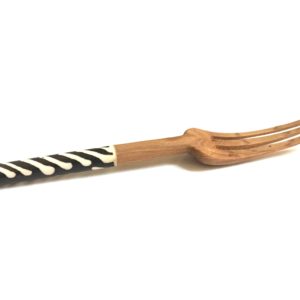 Olive Wood Tined Fork with Bone Inlay