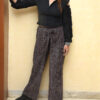 Black Red Handprinted Cotton Wrap Pants 1