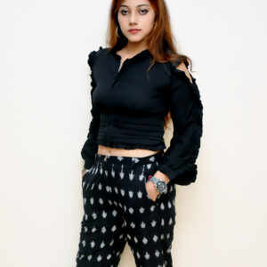 Handwoven Ikkat Black Veined White Pant