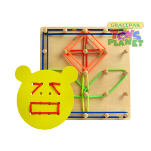 Kids Wooden Geo Board And Lacing Board